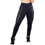 Calça Legging Montaria Cintura Alta Couro Fake Suplex