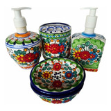 Set Jabonera Líquida Y Porta Cepillos Talavera-arteimperyal 