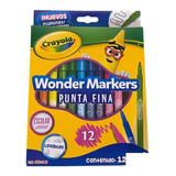 Plumones Lavables Crayola Wonder Markers Punta Fina 12 Pz