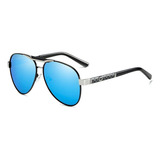 Lindo Óculos Sol Grande Aviador De Metal Uv400 Polarizado Cor Azul