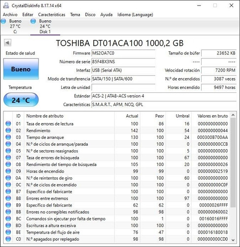 Disco Duro Interno Toshiba Dt01aca100 1tb Para Pc