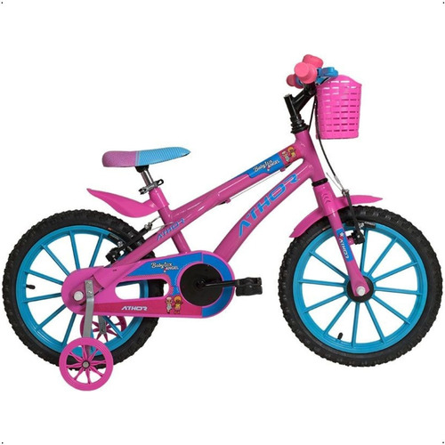 Bicicleta Infantil Feminina Athor Aro 16 Lux Angel Com Cesta