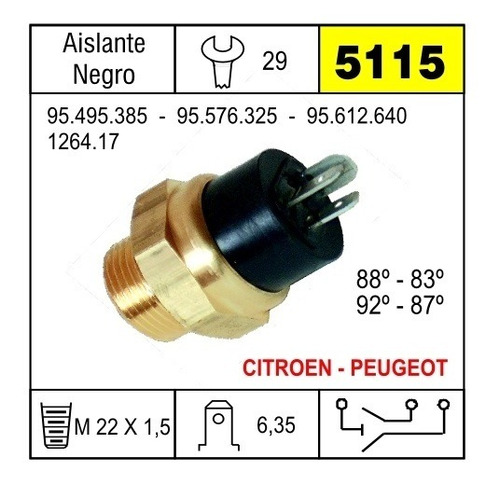 Bulbo Electroventilador Peugeot 305, 505, 604 Y Citroen Cx