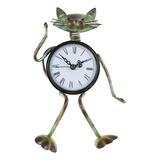 Reloj Vintage Con Escultura De Hierro Con Forma De Gato, Mes