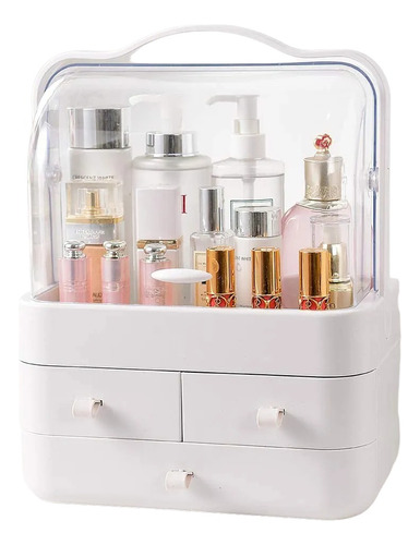 Caja Organizador De Cosméticos Maquillaje Portátil Multiuso Color Blanco