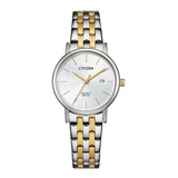 Citizen Silver Dial Ladies Dress Eu6094-53a Color De La Correa Plateado/dorado Color Del Bisel Plata