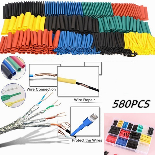 Kit Tubos Termoretractil Colores Mixtos 580 Pza Aislamiento