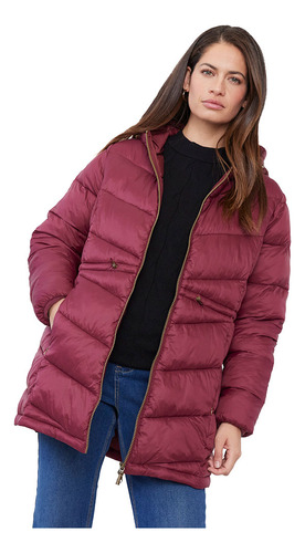 Parka Mujer Hoodie Burdeo Corona