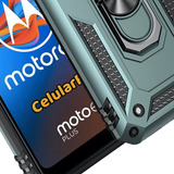 Funda P/ Moto E6 Plus Anillo Metal Uso Rudo + Mica 9d Gratis