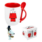 Taza De Snoopy Con Cuchara+caja+llavero De Regalo 325ml