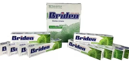 Caja Briden Crema Dental Sin Flúor Con 10 Piezas De 50ml
