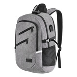 Mochila Antirrobo 8848 Bcs-10012 Color Gris Diseño Liso 35l Con Puerto Carga Usb 