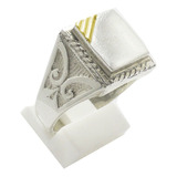 Anillo Hombre Oro Y Plata 925 Para Grabar Sello Oro Plata