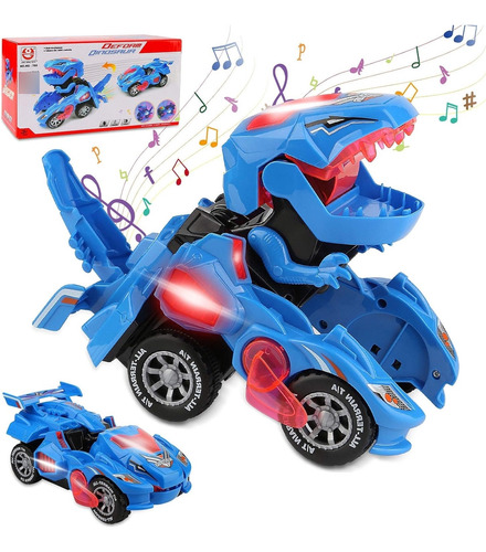 Dinosaurio Transformer Carro Juguetes Con Luz Regalo P/niños
