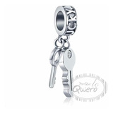 Charm 100% Plata 925 Dije Llave Llavero Suerte Para Pandora