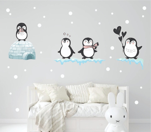 Adesivo De Parede Para Quarto Infantil - Pinguins Cute Iglus