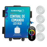 Kit 4 Led Piscina Abs Rgb 18w + Central + Controle Touch