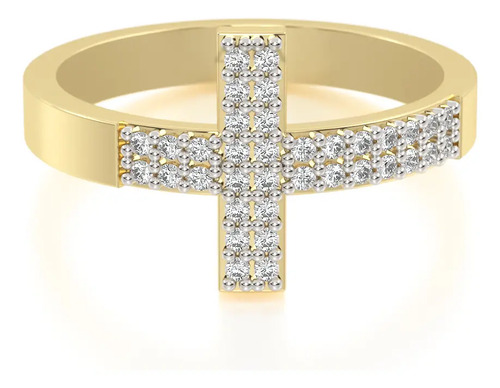 Anillo De Cruz Oro 14k Amén Abba Joyas