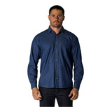 Camisa Social Jeans Masculina Manga Longa Para Uniforme