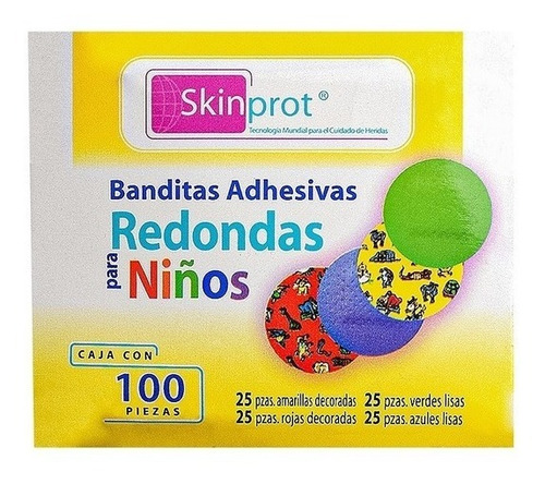 Banditas Adhesivas, Curitas Infantil Skinprot Colores C/100