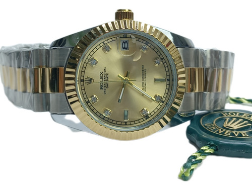 Reloj Date Just Combinado Dama Fondo Dorado Cuarzo 