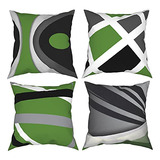 Set Of 4 Couch Pillow Covers 18x18 Modern Geometry Deco...