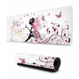 Pad Mouse - Butterfly Fairy Gaming Mouse Pad, Pink Girl Flow