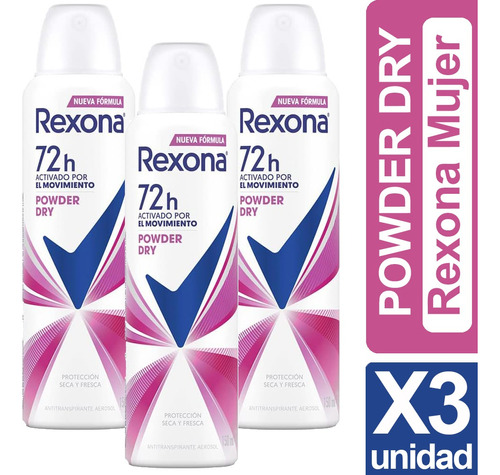 Desodorante Rexona Powder Dry Pack X3 Unid 150ml