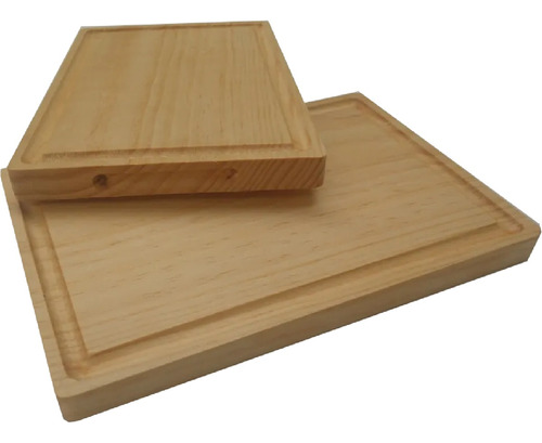 Plato Tabla Madera Carnes Asado   19x30cm Jgo 46 Pzas