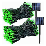 Dazzle Bright 2 Pack 200 Led 66 Ft Green Christmas Solar Str