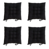 Kit Almofada Futon Assento De Cadeira Oxford 4 Unidades Cor Color 4 Preto