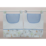 Kit Com 2 Pç Porta Fraldas Estampado Para Varão Linha Baby! Cor Safari Azul Bebê Liso