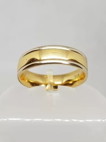 Aliança Ouro 18k Detalhes Ouro Branco - Cod 9171