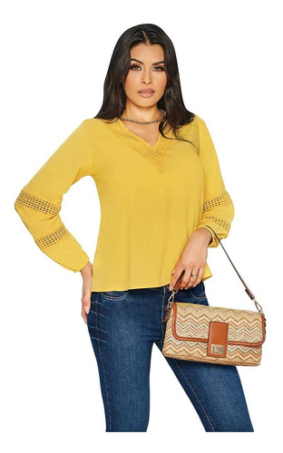Blusa Casual Mujer Color Mostaza 991-54