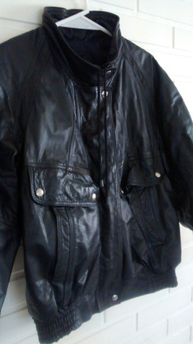 Campera Moto De Cuero Retro 100% Genuino + 5 Pins Vintage