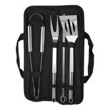 Set Parrillero 3 Herramientas + Brochetas Acero Bolso Asado