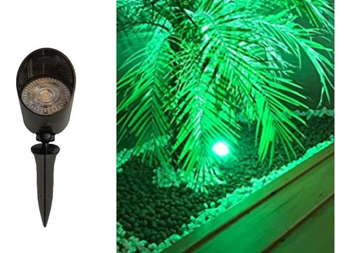 Luminária Spot Espeto De Jardim Led 5w Verde A Prova D'água