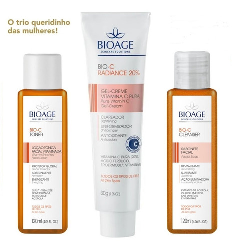 Kit Vitamina C 20% + Sabonete Facial + Toner - Bioage