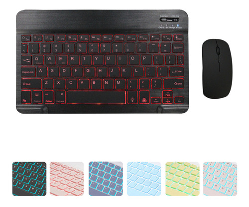 Para Android/apple Retroiluminado Teclado E Mouse Bluetooth 