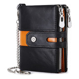 Cartera Boshiho, Con Cadena, Piel, Bloqueo Rfid