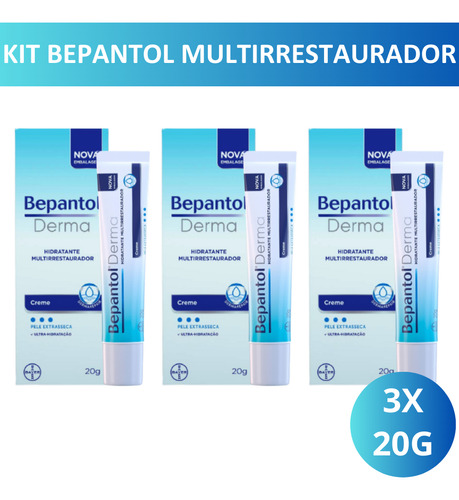 Kit 3x Bepantol Derma Creme Hidratante Multirrestaurador-20g