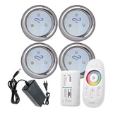 Kit Iluminação Piscina 4 Super Led Inox 9w Rgb + Touch