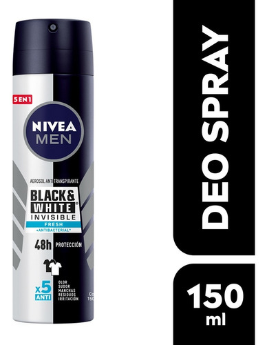 Nivea Antitranspirante En Aerosol Men Invisible Black & White Fresh 150ml