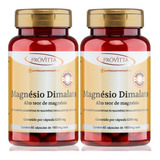 Kit 2 Magnésio Dimalato Alto Teor De Magnésio 120 Cáps Total Sabor Sem Sabor