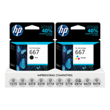 Kit Cartuchos Hp 667 Preto Color 1275 2376 2775 2776 6475