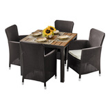 Comedor Exterior 4 Puestos Tipo Rattan Para Jardin Mq 