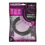 Cabo Hdmi Gold 2 Metros 1.4 Ethernet 4k Ultra Hd