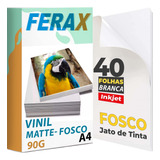 Adesivos Vinil Branco Fosco Jato De Tinta A4 - 40 Folhas