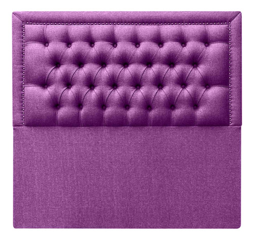 Respaldo Capitoné Frame Tachas Super King Lino Morado