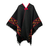 Poncho Incaico Adulto Guarda Pampa Unisex negro C/ Multi